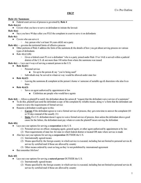 FRCP - FRCP - FRCP Rule (4): Summons Federal court service of process ...