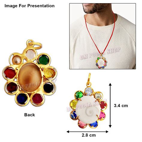 Gomti Chakra with Navratan Pendant in Copper