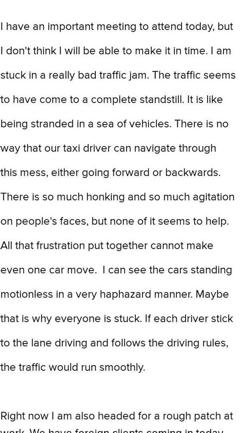 DESCRIPTIVE WRITING: You have to get to an important event or meeting ...