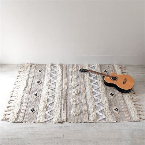 BOHO Amanda Hand Woven Rug - Grey White & Natural