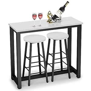 Tribesigns 3-Piece Pub Table Set, Counter Height Breakfast Bar Dining ...