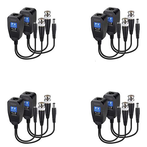 XIKKART 8MP (PV) Passive Video Balun BNC DC to RJ45 Network Transceiver ...