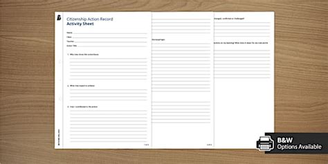 Citizenship Action Record Student Template (teacher made)