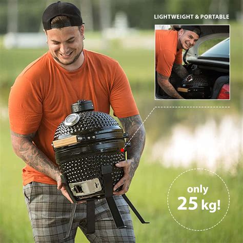 Buy KAMADO BONO Ceramic BBQ Grill, 13" Picnic I Mini Kamado BBQ ...