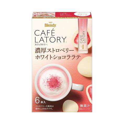 AGF Blendy Cafe Latte Thick Strawberry White Chocolate Latte, 6 Sticks ...