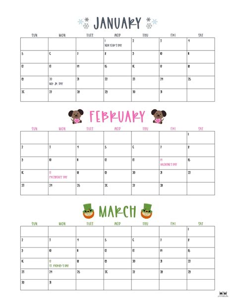 2025 Three Month/Quarterly Calendars - 36 FREE Cals | Printabulls