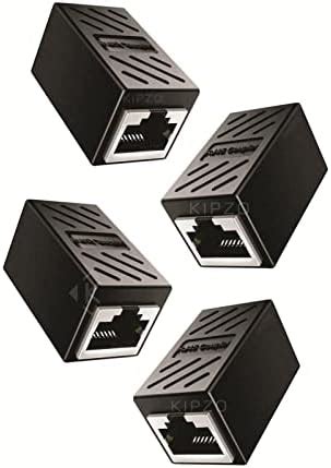 KIPZO® Black Pack of 4-pcs Strong Shielded 8p8c RJ45 Coupler Ethernet ...