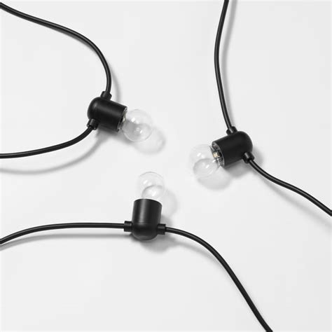UTSUND LED lighting chain with 12 bulbs, outdoor/battery-operated black ...