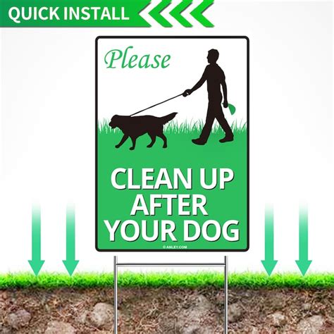 Anley Clean Up After Your Dog Yard Sign 12-in x 9-in Plastic Danger ...