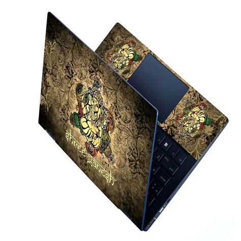 Full Panel Laptop Skin - Shree Ganesh Brown Floral – SkinsLegend