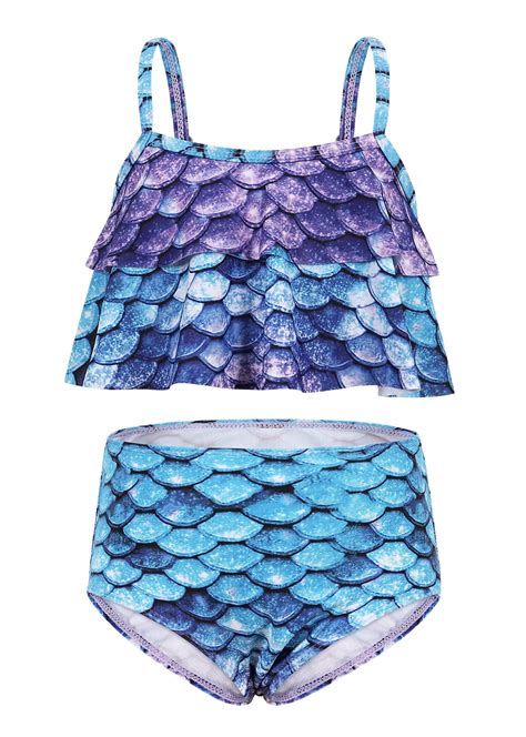 Buy Girls Mermaid Swimming Costume Bikini Kids Two Piece Swimsuit Kids ...