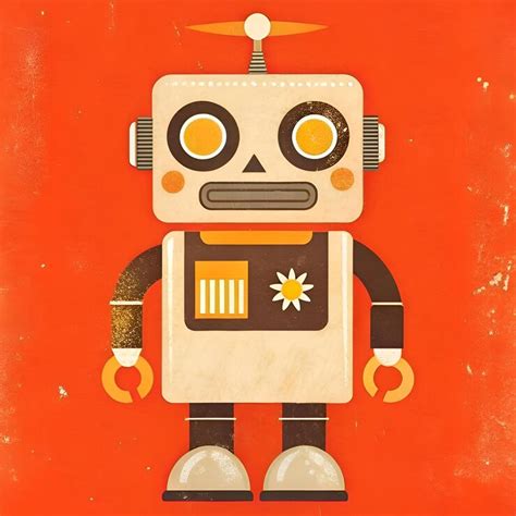 A friendly retro style robot with a whimsical design | Premium AI ...