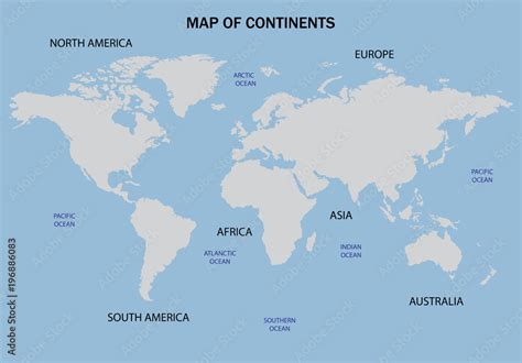 World map with continents Stock Vector | Adobe Stock
