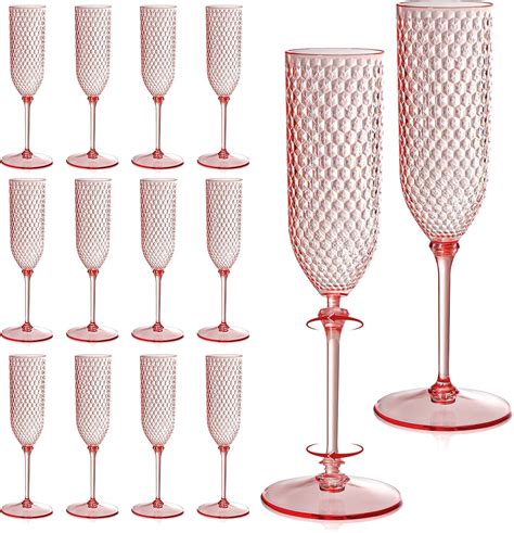 Amazon.com | 24 Pack Pink Detachable 2 piece Champagne Flutes 5.5 Oz ...