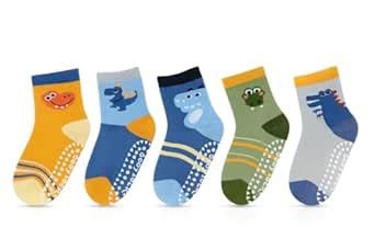 KETKAR Kids Cotton Anti-Skid Socks – Pack of 5 Soft, Breathable ...