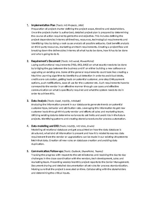 Implementation Plan - Notes - Implementation Plan (Tools: MS Projects ...