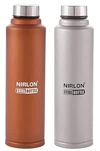 Nirlon Stainless Steel Freezer Water Bottle Set, Brown and Silver ...