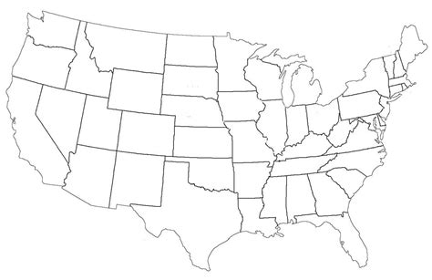 白地図の米国-地図の米国ブランク（北米-ア)