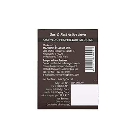 Buy MANKIND GAS-O-FAST FOR RELIEVING ACIDITY ACTIVE JEERA- 5 G SACHET ...