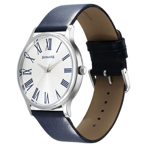 Sonata Aspire Quartz Analog Silver Dial Leather Strap Watch for Men