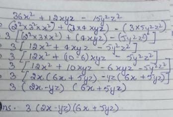 Factorise the Quadratic Trinomials: 36x^2 + 12xyz - 15y^2z^2 - Brainly.in