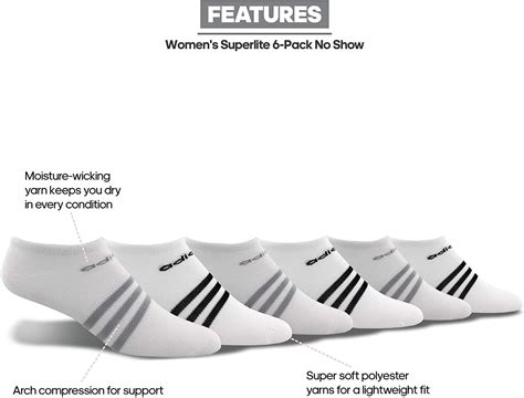 Buy adidas Women's Superlite II No Show Athletic Socks 6 Pack Online at ...