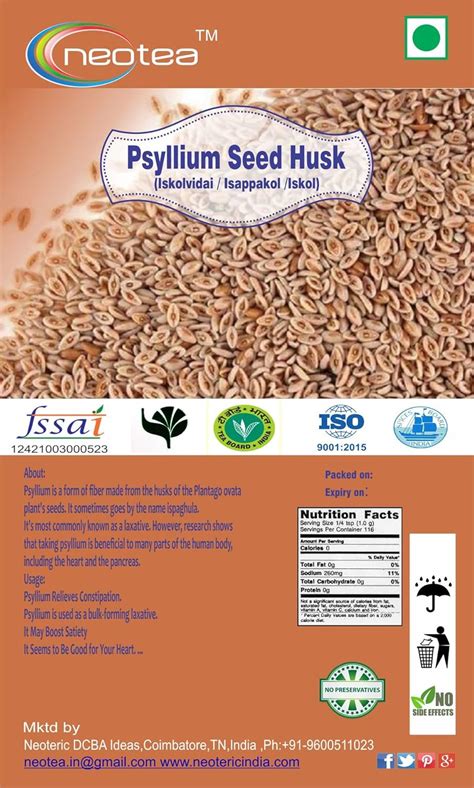Buy Neotea Iskolvidai/Isappakol/Iskol/Ispaghula Isabgol/Psyllium Seed ...