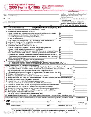 2000 Form IL - 1065 Tax Return - Illinois Department Of Revenue - Tax ...