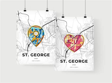 St. George Utah, Minimal Art Map With A Colorful Icon – HEBSTREIT