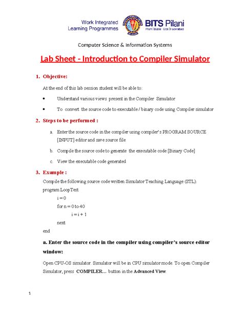 Lab Sheet 1.3 Introduction to Compiler - Computer Science & Information ...