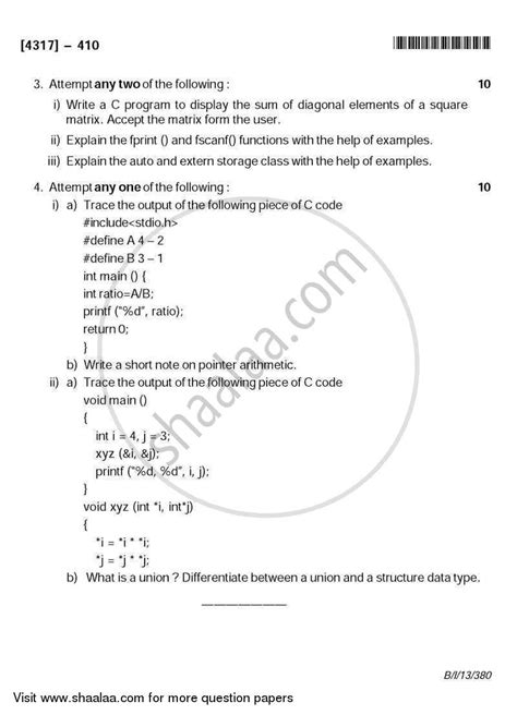 C-programming 2 2012-2013 B.Sc Mathematics Semester 6 (TYBSc) question ...
