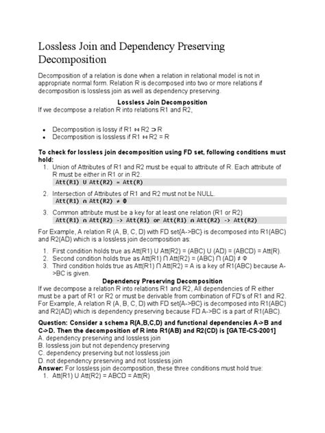 Image result for Lossless Join Decomposition Explained
