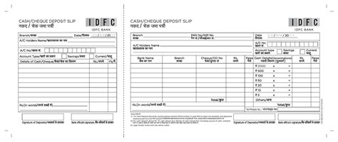 Sample Of Bank Deposit Slip