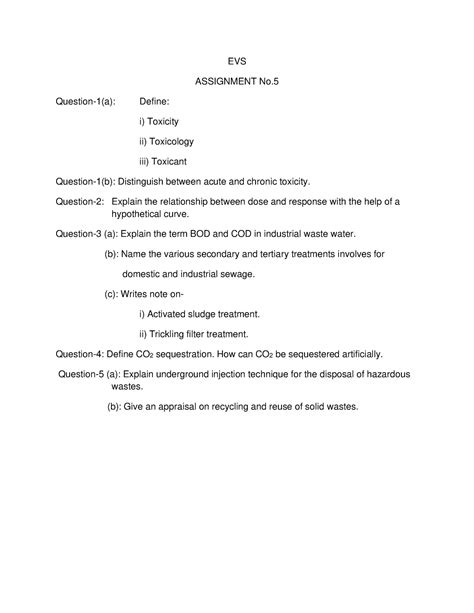 EVS-Assignment and tutorial 12 - EVS ASSIGNMENT No. Question-1(a ...