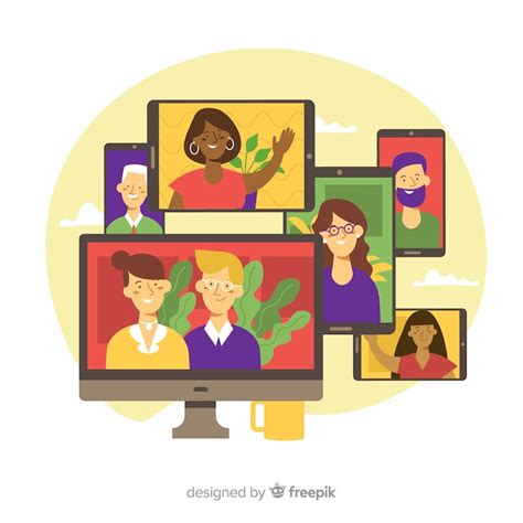 Video conference group Vectors - Download Free High-Quality Vectors ...