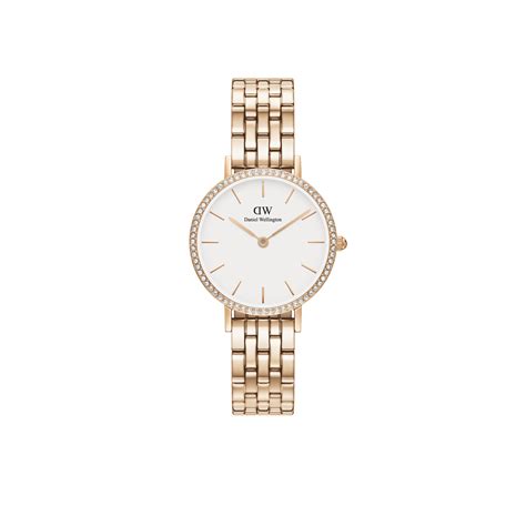 Petite Bezel white dial watch - with rose gold strap | DW