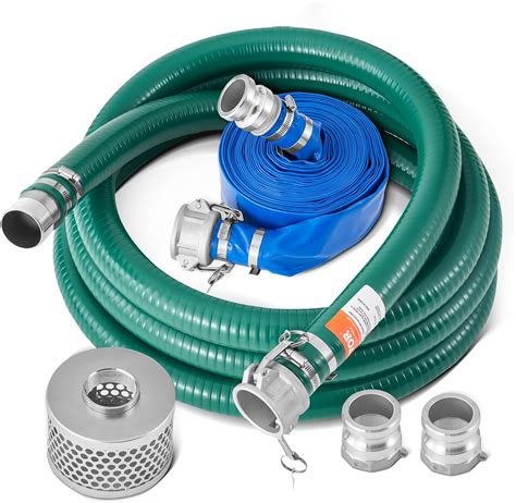 VEVOR Suction Hose Kit for Water Pump, with 2 in x 65 ft Blue Backwash ...