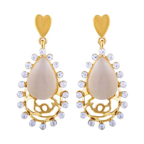 Buy Asmitta Gold-toned Heart Dangle Earring Online