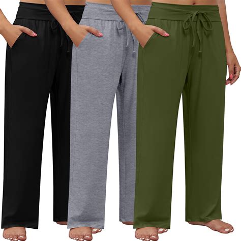 Neer 3 Pack Women's Plus Size Lounge Pants, Wide Leg Yoga Pants Baggy ...