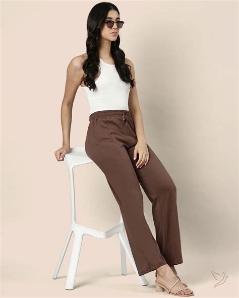 Buy Mocha Bean Women Stylish Solid knitted palazzo pants Online