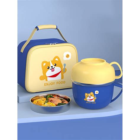 Dark Blue Big Size, Foxy Dual Handle Soup and Noodles Lunch Box with ...