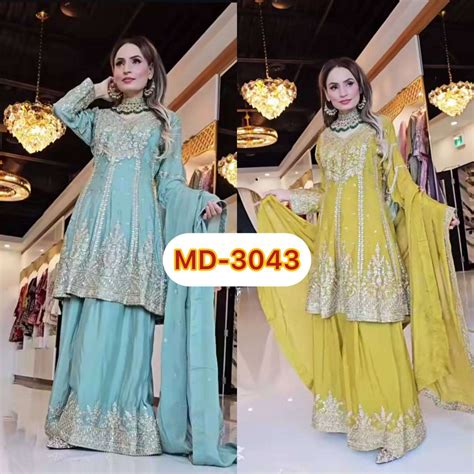 MD 3043 SILK HEAVY SEQUENCE EMBROIDERY DESIGNER READY MADE PARTY WEAR ...
