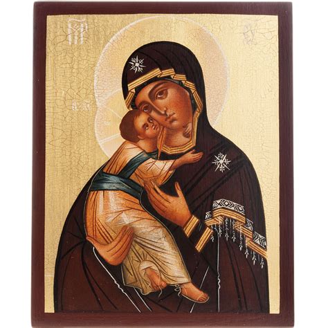 Painted icon, Our Lady of Vladimir, Russia, 21x17cm | online sales on ...