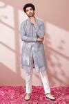 Buy Blue Silk Resham Thread Work Embroidered Sherwani With Kurta Set ...