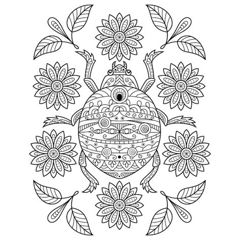 Handgezeichnet von Marienkäfer im Zentangle-Stil | Premium Vektor