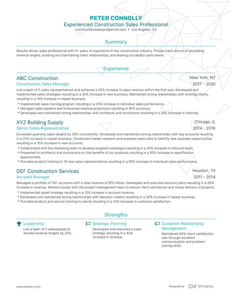 5 Construction Sales Resume Examples & Guide for 2024