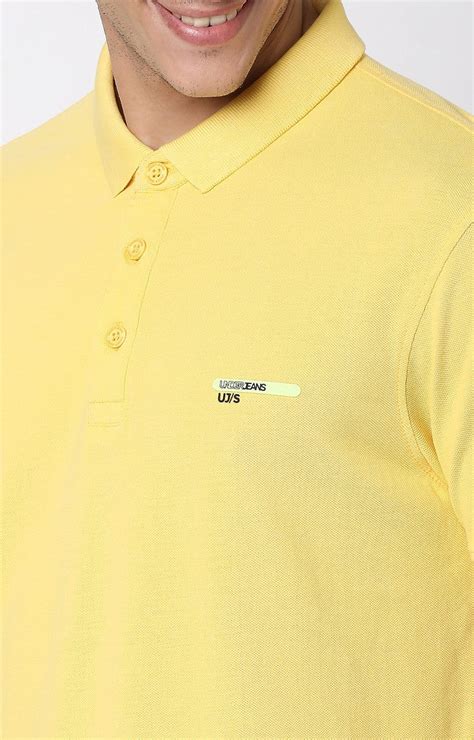 Underjeans by Spykar Men Premium Butter Yellow Cotton Regular Fit Polo ...