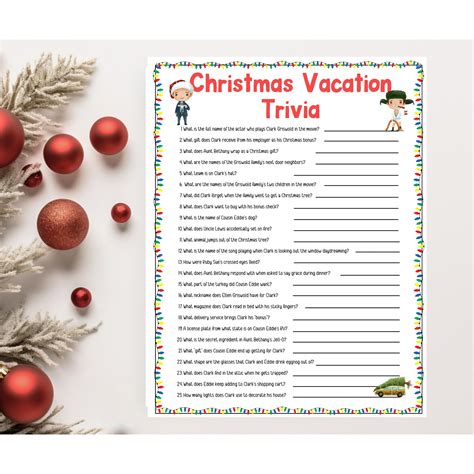 Christmas Vacation Trivia, Holiday Trivia Games Printable, Christmas ...