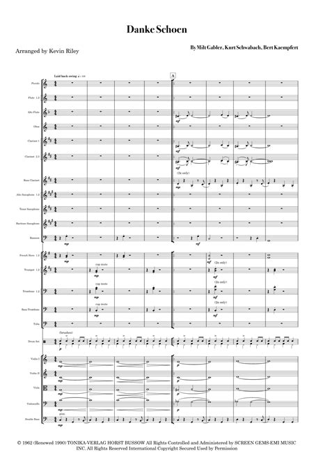 Danke Schoen (arr. Kevin Riley) by Wayne Newton Sheet Music for Full ...
