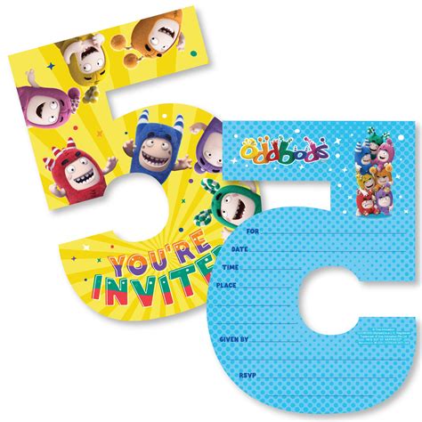 Buy 5th Birthday Oddbods - Shaped Fill-In Invitations - Kids Fifth ...